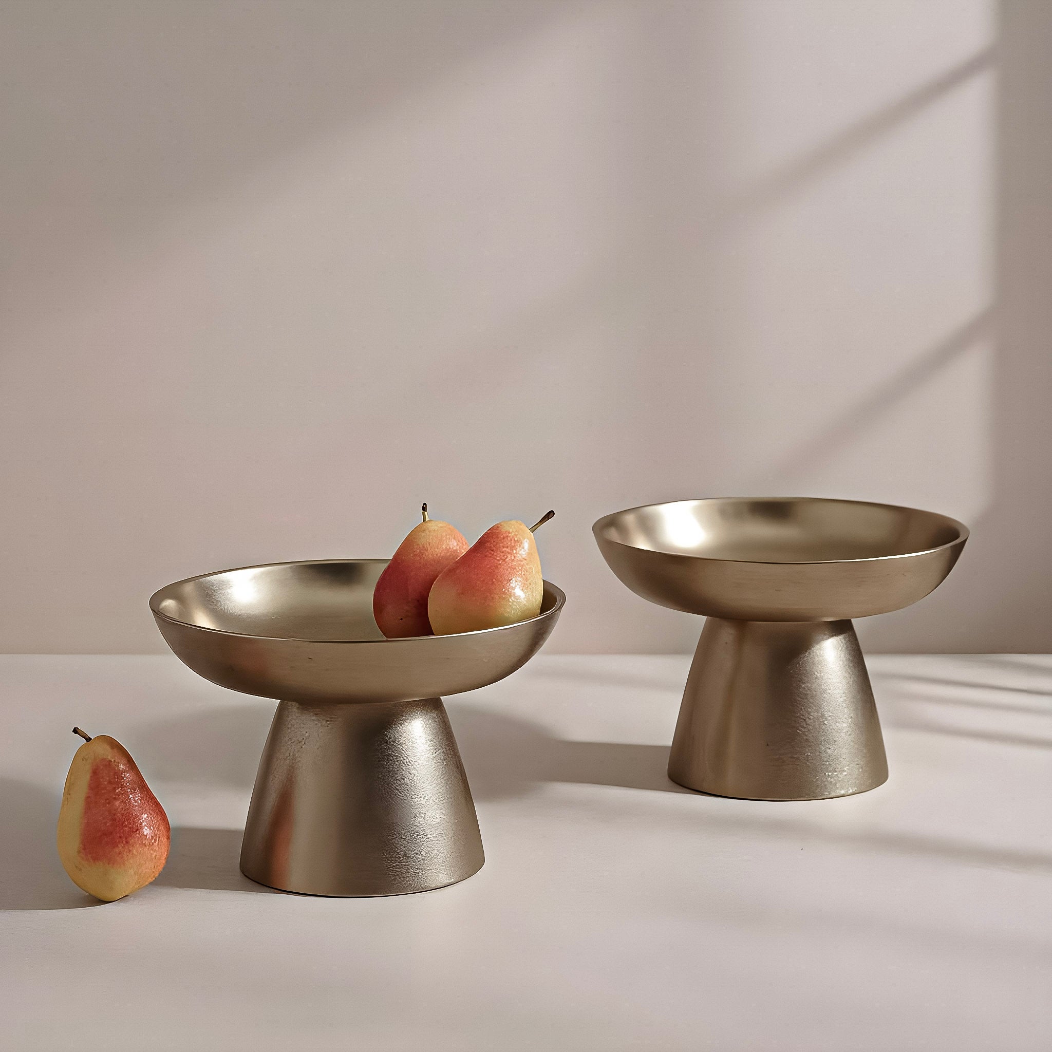 Aurea Brass Pedestal Bowl Set